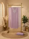 Lavender Floral Embroidered Organza Silk Unstitched Suit Material