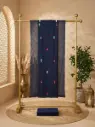Midnight Navy Embroidered Silk Unstitched Dress Material Suit Set