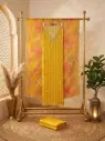 Mustard Yellow Printed Silk Unstitched Salwar Suit Set