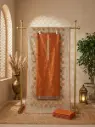 Rust Orange Embroidered Silk Unstitched Salwar Suit Material