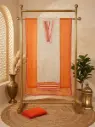Cream and Tangerine Chanderi Silk Unstitched Salwar Suit Material