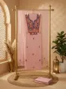 Blush Pink Embroidered Unstitched Chanderi Silk Suit Set