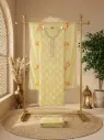 Pastel Yellow Chanderi Unstitched Hand-Painted Suit Set