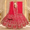 Women's Hot Pink Bridal Lehenga Choli with Gold Embroidery and Dupatta