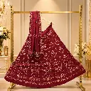 Women's Maroon Lehenga Choli with Gold Floral Embroidery and Matching Dupatta