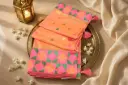 Coral Peach Dola Silk Geometric Pattern Saree