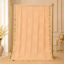 Women's Blush Peach Saree with Embroidered Mandala Motifs and Golden Paisley Border