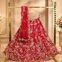 Women's Red Bridal Lehenga Choli Set with Floral Embroidery, Sequins & Matching Dupatta