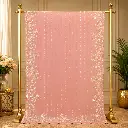 Women's Peach Embroidered Designer Saree with Floral Border