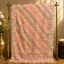 Blush Pink Embellished Saree with Diagonal Stripe Design and Ornate Border