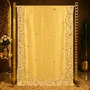 Golden Yellow Saree with Floral Buti Work and Stone Embroidered Border