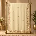 Elegant Ivory Embroidered Saree with Pink Floral Border