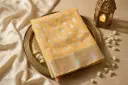 Peach Gold Chanderi Tissue Saree with Zari Motifs