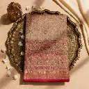 Exquisite Pink Gold Woven Designer Saree with Mirror Work