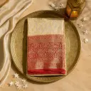 Elegant Off-White and Red Silk Designer Saree with Zari