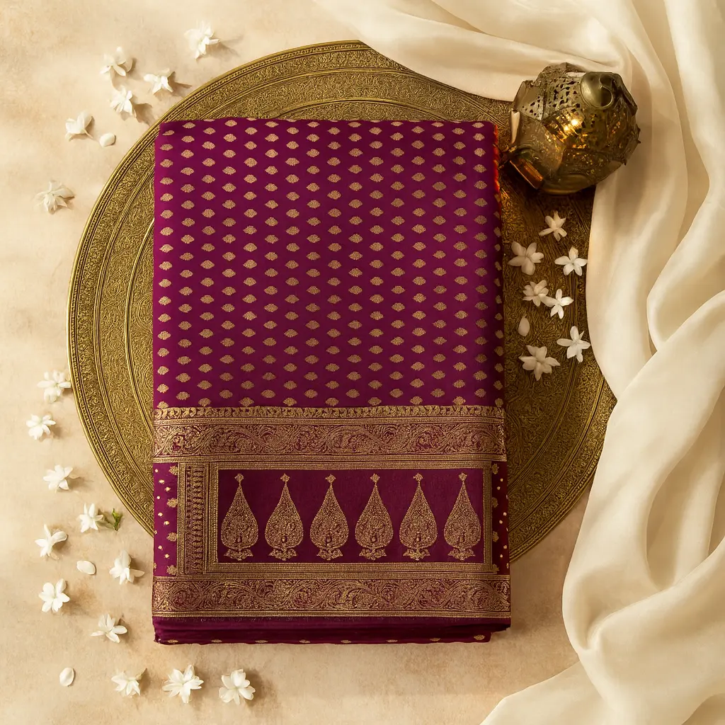 Elegant Wine Designer Saree with Intricate Zari Border Work