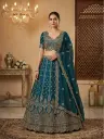 Rama Green Embroidered Silk Lehenga Choli Set