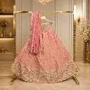 Women's Dusty Pink Lehenga Choli with Gold Sequin Work and Dupatta