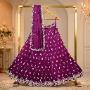 Women's Plum Purple Embroidered Lehenga Choli with Dupatta