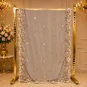 Elegant Taupe Saree with Embroidered Scalloped Border
