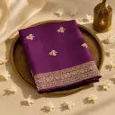 Royal Purple Silk Saree with Traditional Mirror Work Border