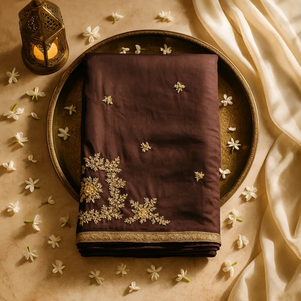 Elegant Chocolate Brown Designer Saree with Exquisite Embellished Border