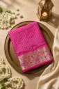 Magenta Pink Bandhani Pure Silk Saree With Kanjivaram Border