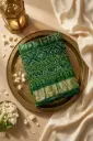 Emerald Green Bandhani Saree with Nakshi Zari Checks