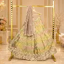 Women's Pastel Green Lehenga Choli with Silver Floral Embroidery and Mauve Dupatta