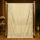 Elegant Women's Ivory Saree with Pearl Beadwork, Sequin Embroidery and Ornate Scalloped Border