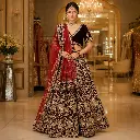 Women's Maroon Gold Embroidered Lehenga Choli with Red Net Dupatta