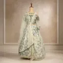 Women's Ivory Silver Floral Lehenga Choli with Net Dupatta for Wedding Reception & Festive Wear Set