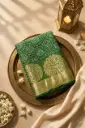 Emerald Green Bandhani Georgette Saree with Zari Weave