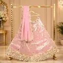 Women's Baby Pink Lehenga Choli with Sequin Embroidery & Matching Dupatta