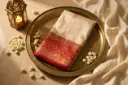 Cream and Red Pure Silk Banarasi Saree