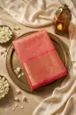 Coral Red Pure Kanchipuram Silk Saree in Gold Zari