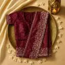 Elegant Maroon Embroidered Designer Saree with Sequins and Zari