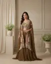 Olive Green Embroidered Crop Top Sharara Set with Cape