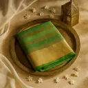 Elegant Green Striped Silk Saree with Rich Zari Border