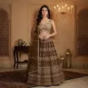 Coffee Brown Mirror Embroidered Silk Lehenga Choli Set