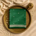 Elegant Emerald Green Designer Saree with Heavy Embellished Border