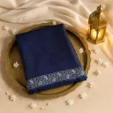 Elegant Royal Blue Embellished Designer Saree with Stone Work 