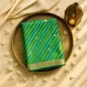 Elegant Green Stripe Designer Saree with Floral Embroidery Border