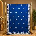 Women's Royal Blue Designer Saree with Silver Paisley Embroidery