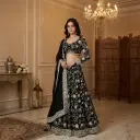 Black Georgette Embroidered Lehenga Choli Set with Dupatta