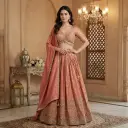 Gajri Pink Silk Embroidered Crop Top Lehenga Set