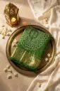 Emerald Green Crinkled Bandhani Saree with Zari Pallu