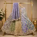 Women's Multicolor Pastel Lehenga Choli with Mirror Embroidery & Dupatta