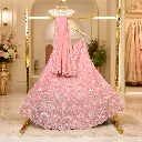 Women's Pink Lehenga Choli with Sequin Floral Embroidery and Matching Dupatta