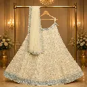 Ivory Silver Sequin Lehenga Choli with Matching Dupatta